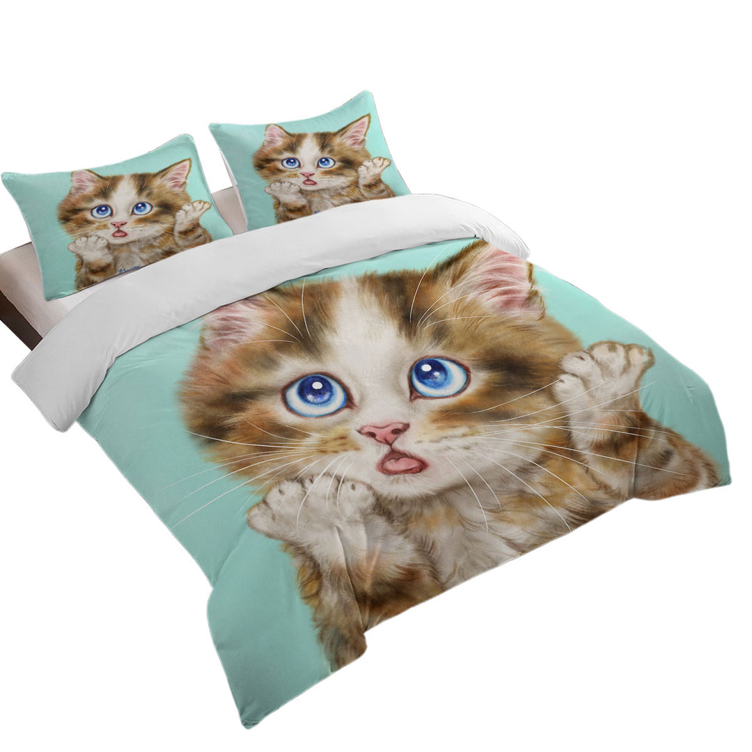 Cute Cats Art Wondering Tabby Kitten King Size Duvet Cover
