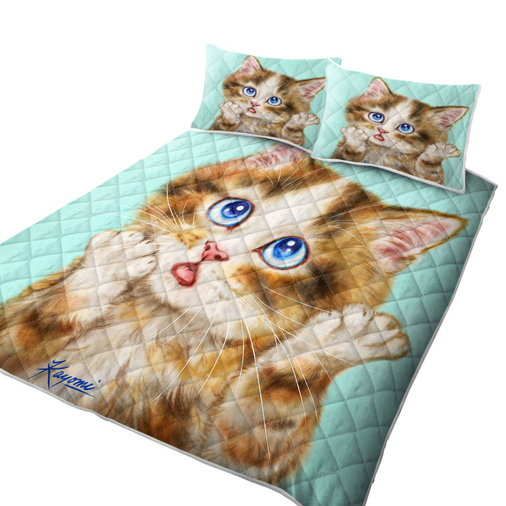 Cute Cats Art Wondering Tabby Kitten Quilts