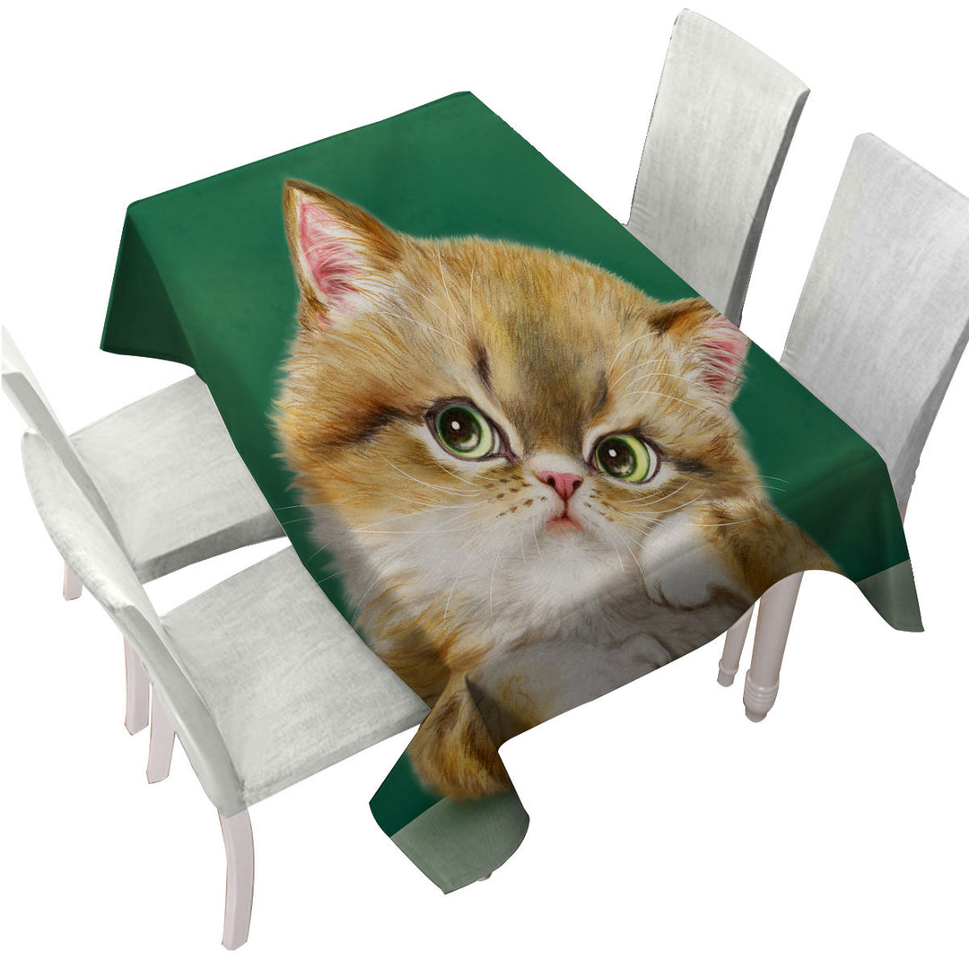 Cute Cats Art the Thinker Kitten Tablecloth