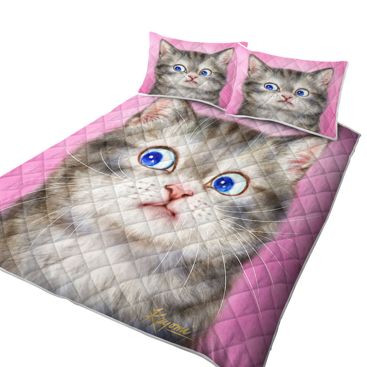 Cute Cats Designs for Kids Worried Kitten King Size Quilt