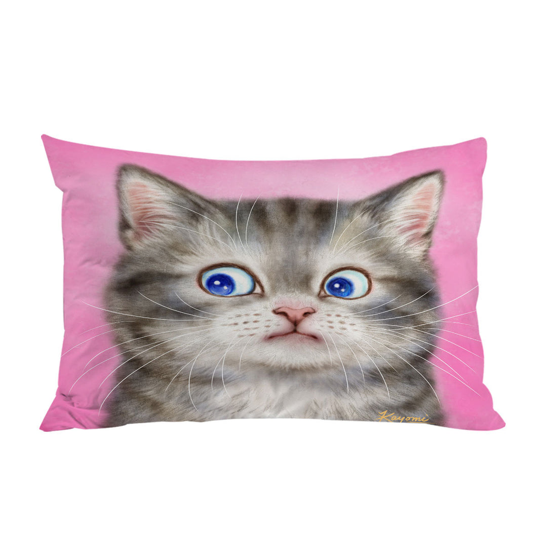 Cute Cats Designs for Kids Worried Kitten Pillow Case Covers