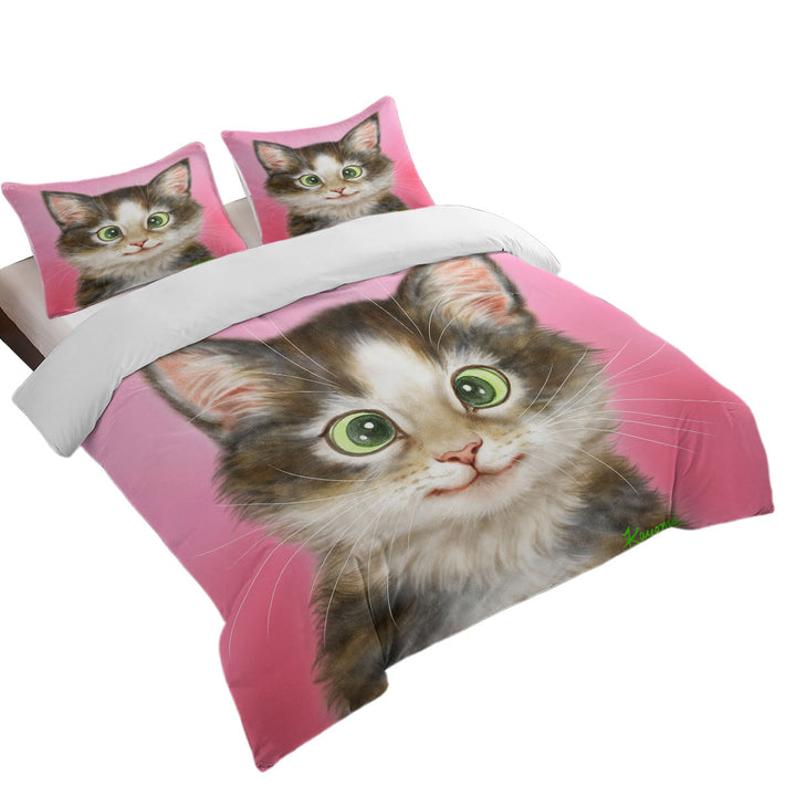 Cute Cats Drawings Sweet Black Brown Kitten Duvet Cover sale