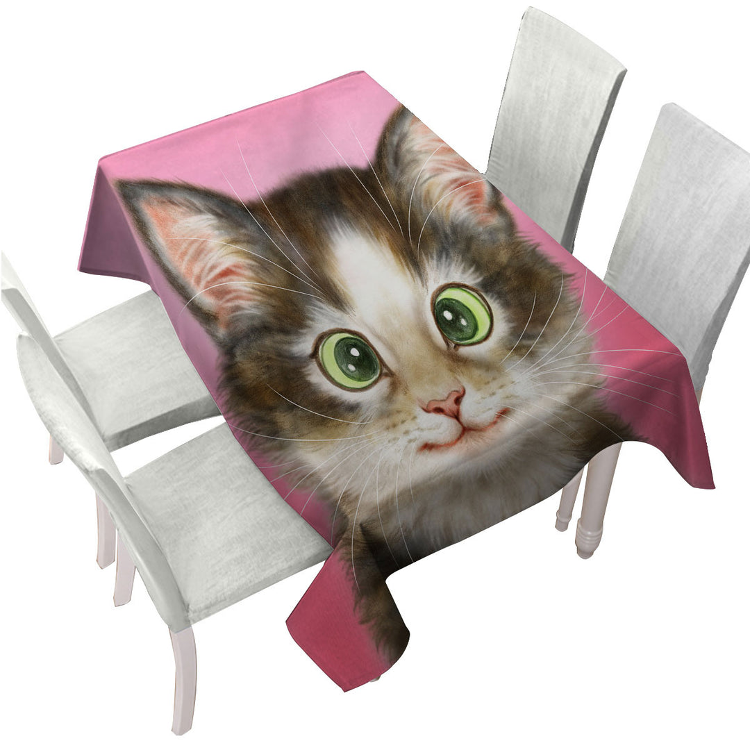 Cute Cats Drawings Sweet Black Brown Kitten Tablecloth