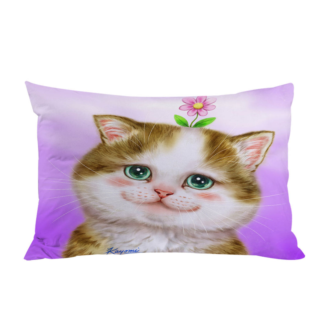 Cute Cats Prints Blushing Sweet Flower Kitten King Pillow Cases