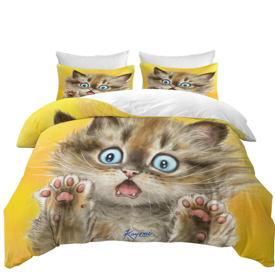 Cute Cats Terrified Baby Blue Eyes Kitten California King Duvet Cover