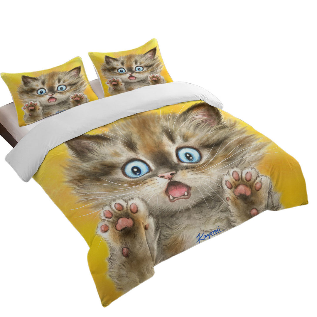 Cute Cats Terrified Baby Blue Eyes Kitten Coverlet