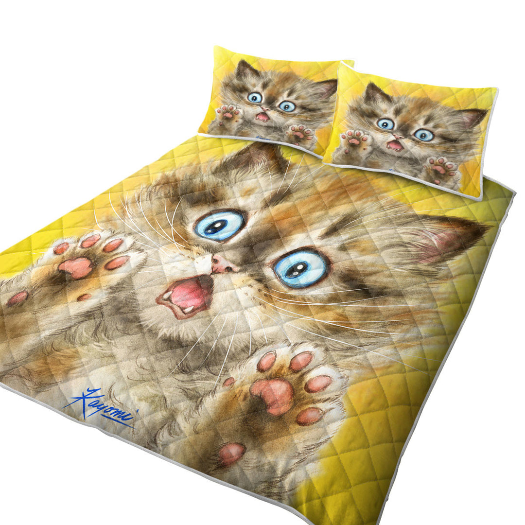 Cute Cats Terrified Baby Blue Eyes Kitten Coverlets