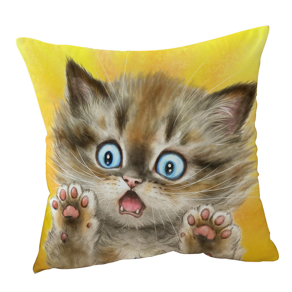 Cute Cats Terrified Baby Blue Eyes Kitten Kids Cushions