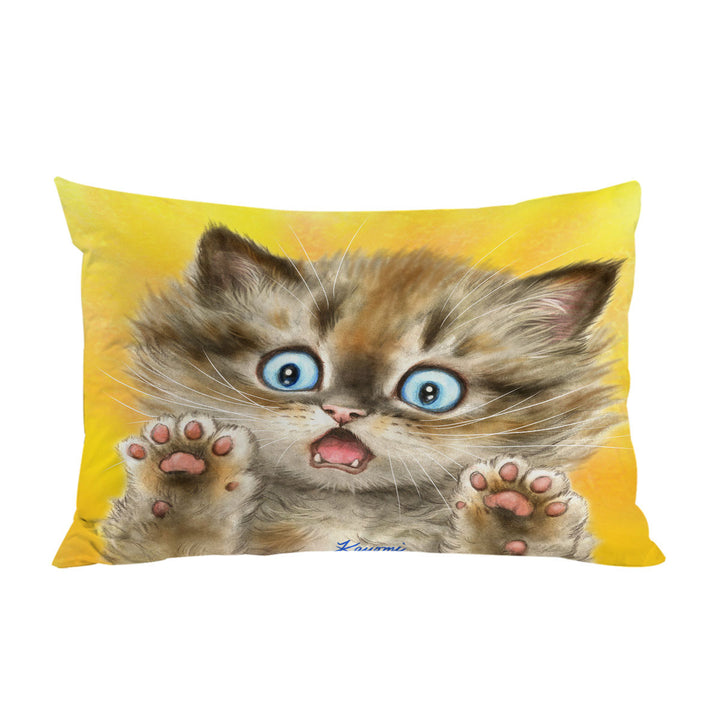 Cute Cats Terrified Baby Blue Eyes Kitten Pillowcases