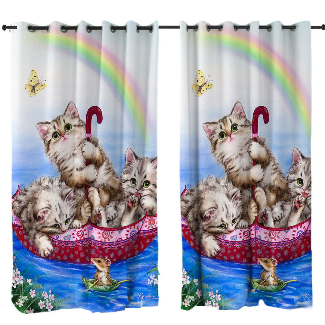 Cute Cats for Kids Three Kittens in the Lake Drapes
