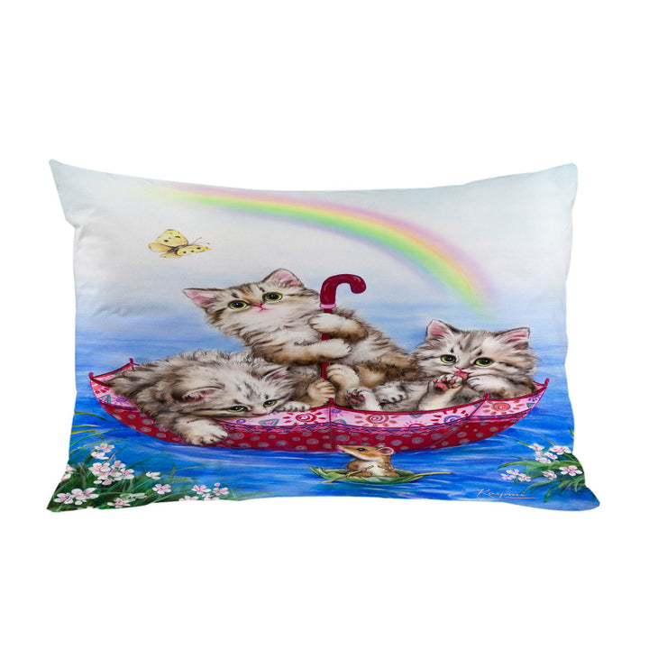 Cute Cats for Kids Three Kittens in the Lake Pillow Cases