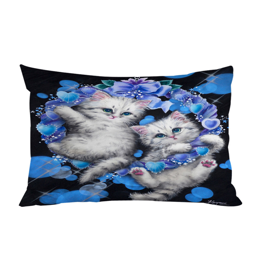 Cute Cats the Blue Wreath Kittens Pillowcase