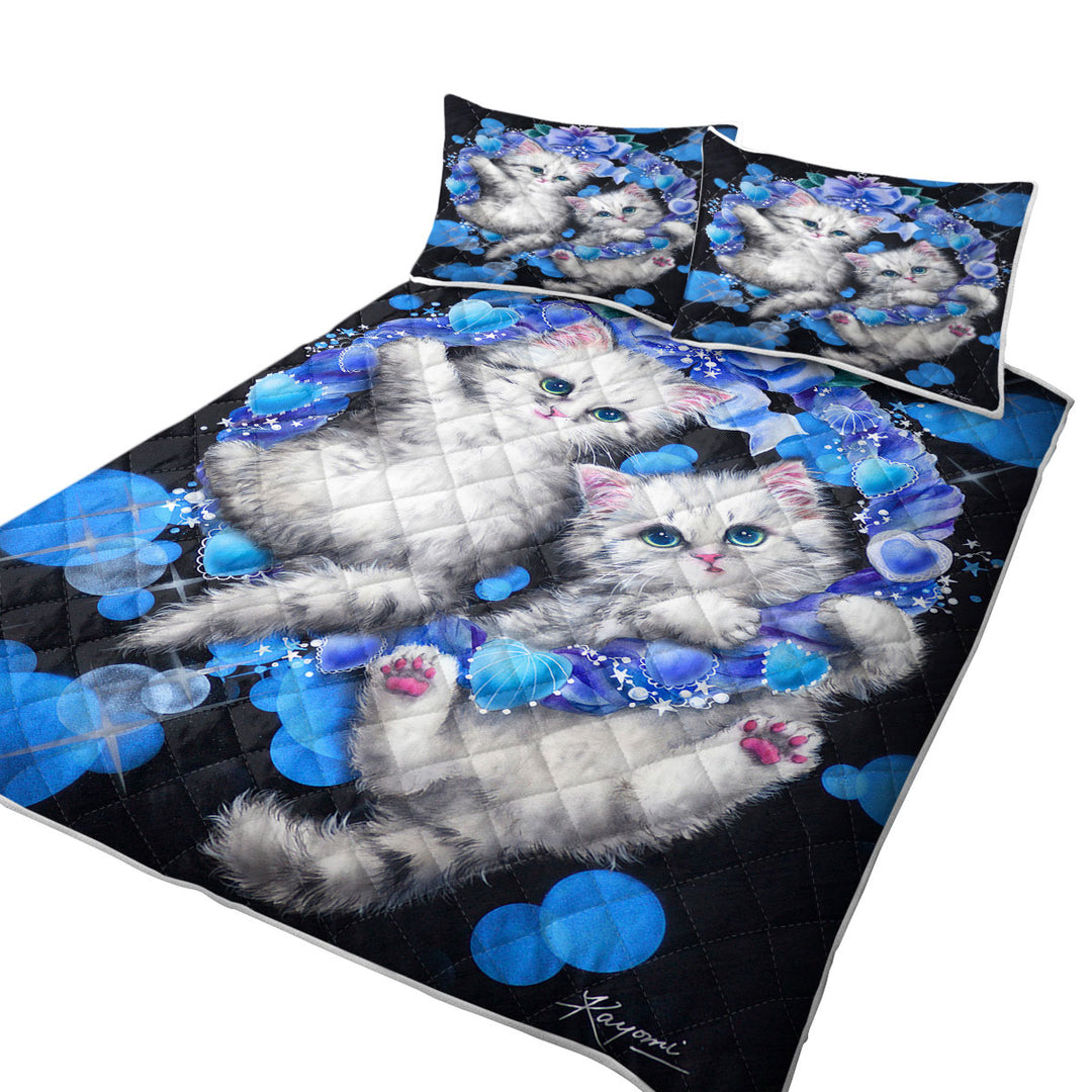 Cute Cats the Blue Wreath Kittens Quilts