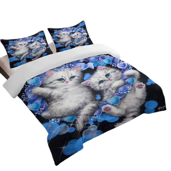 Cute Cats the Blue Wreath Kittens Twin xl Duvet Covers