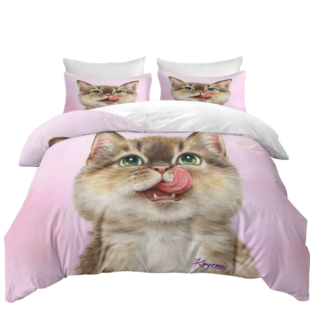 Cute Cats the Hungry Kitten Duvet Cover