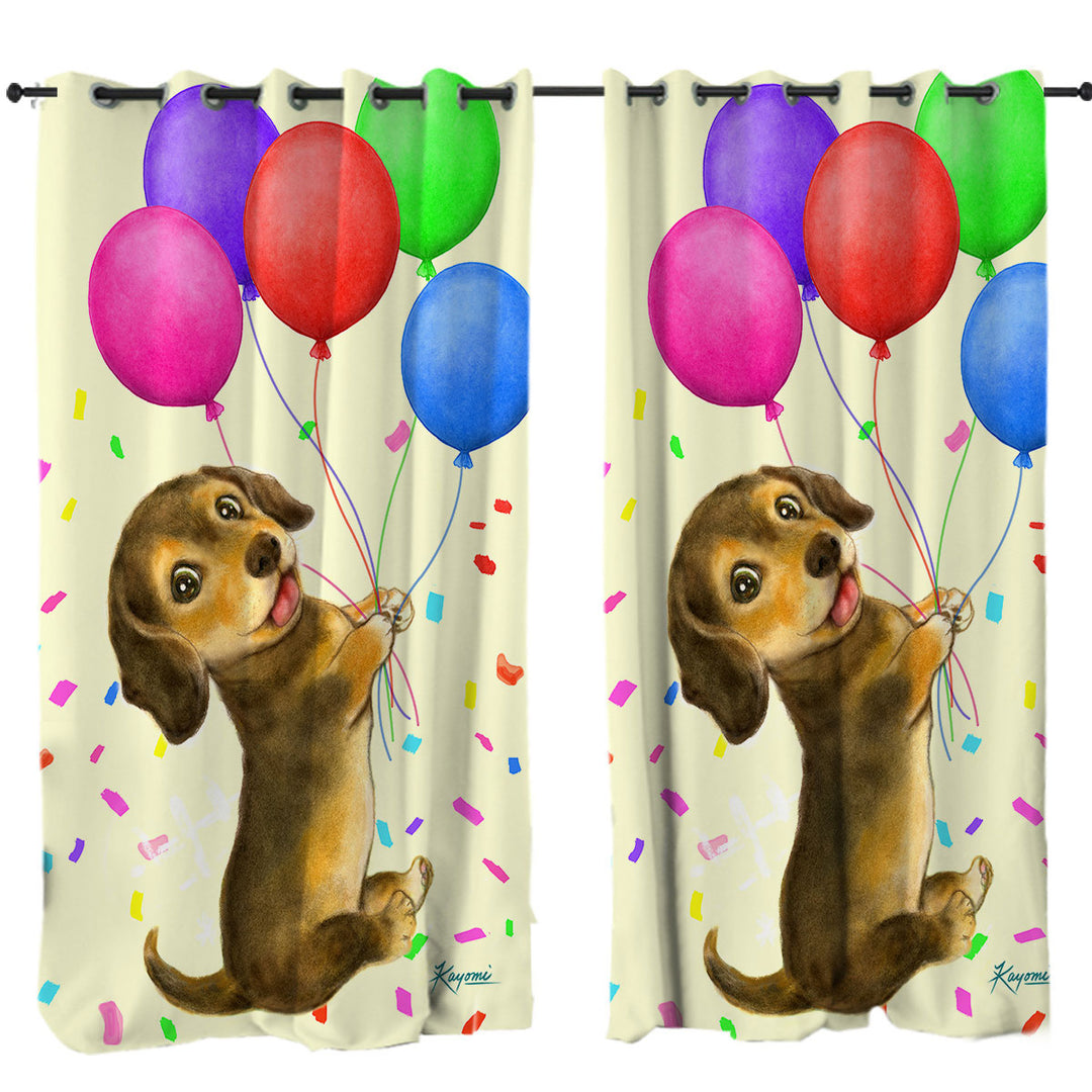 Cute Childrens Designs Balloon Dachshund Drapery