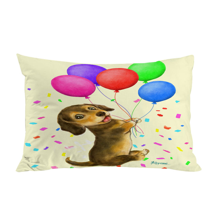 Cute Childrens Designs Balloon Dachshund Pillow Case Covers