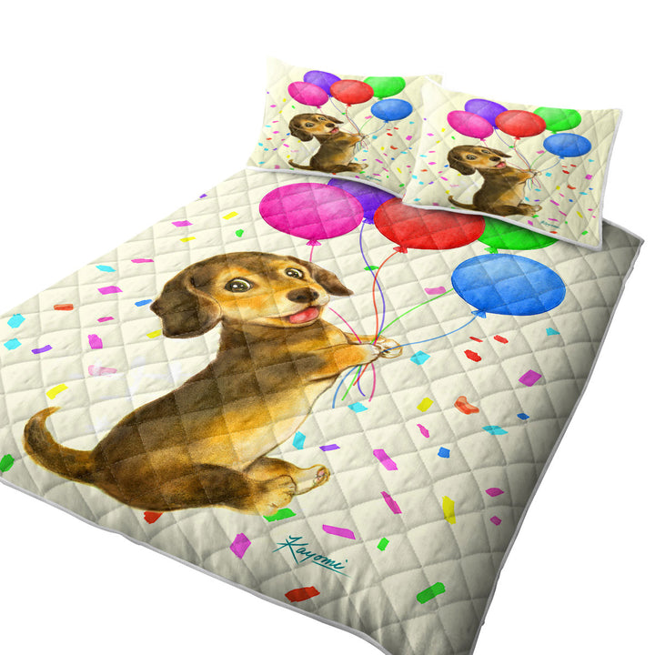 Cute Childrens Designs Balloon Dachshund Quilt