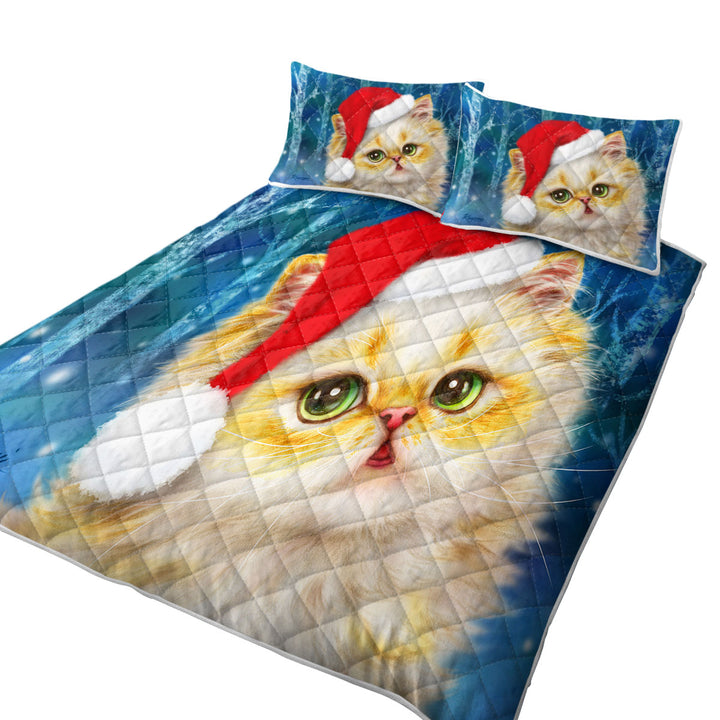 Cute Christmas Cat Design Ginger Santa Kitten Coverlets