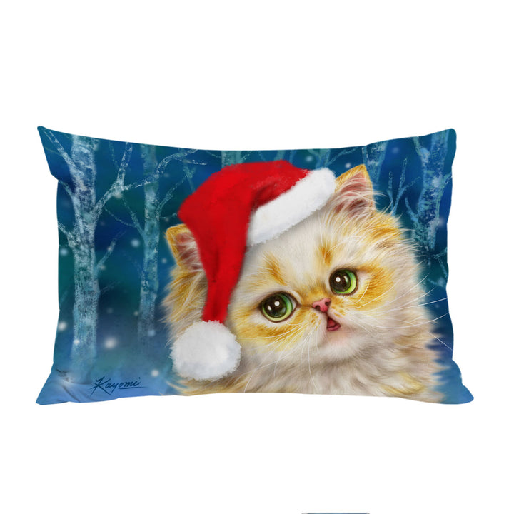Cute Christmas Cat Design Ginger Santa Kitten Pillow Cases