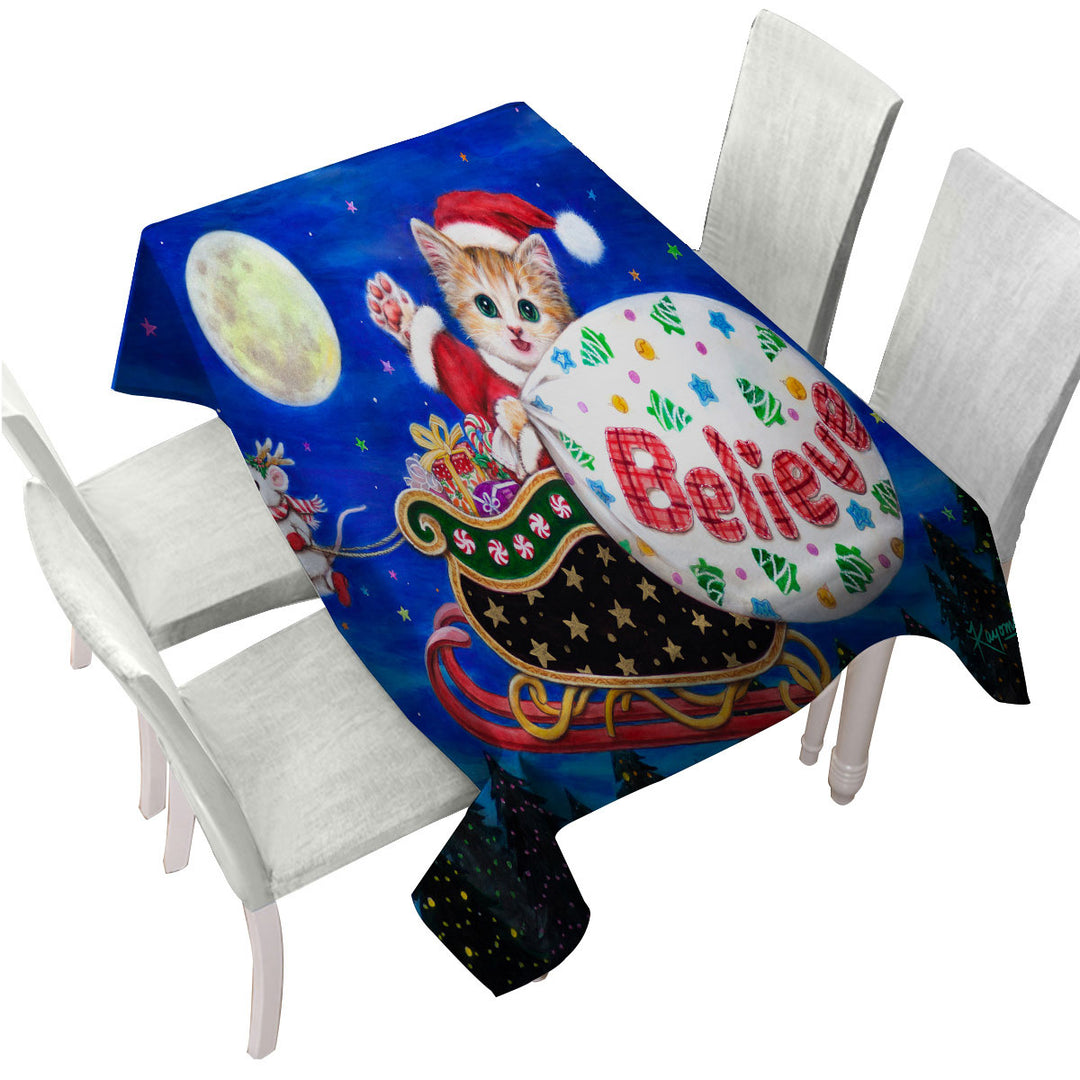 Cute Christmas Design Mouse and Cat Custom table Covers