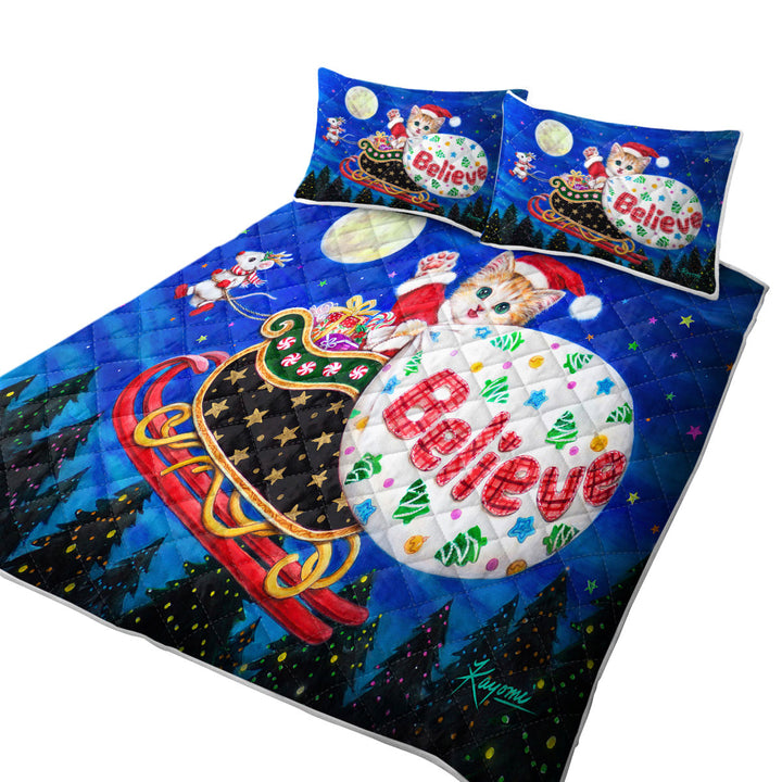 Cute Christmas Design Mouse and Cat Quilt
