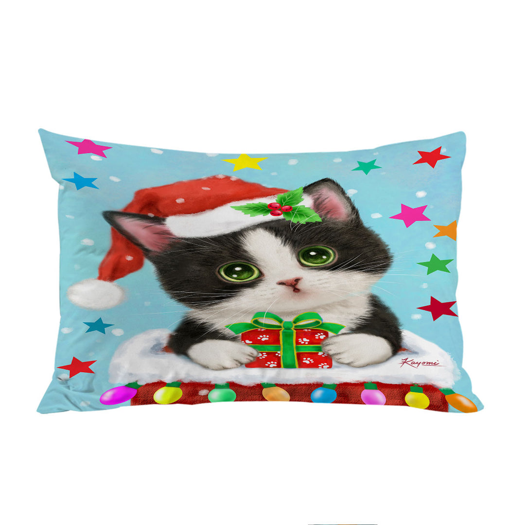 Cute Christmas Design Tuxedo Cat in Chimney Pillowcase