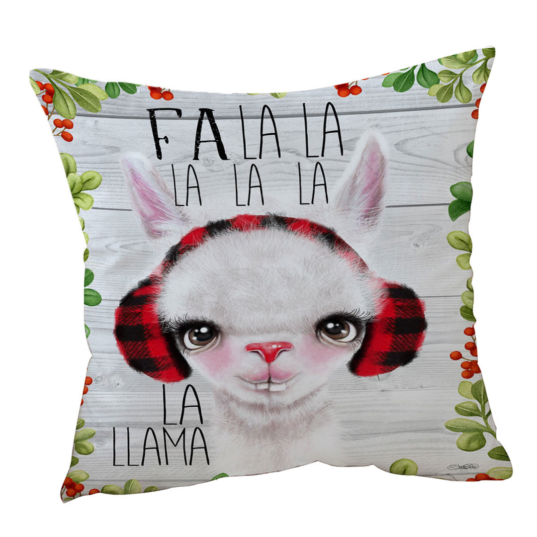 Cute Christmas Fa La La Llama Throw Pillow