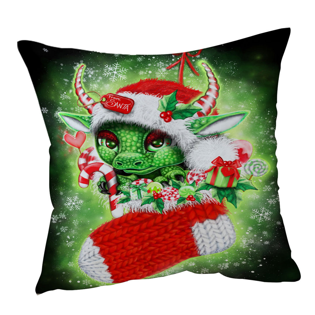 Cute Christmas Throw Pillow Stocking Stuffer Lil Dragon