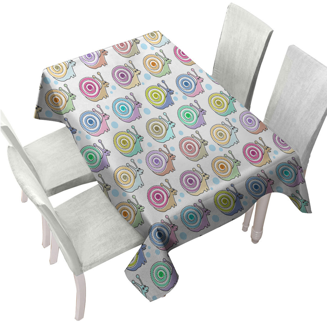 Cute Colorful Snails Tablecloth