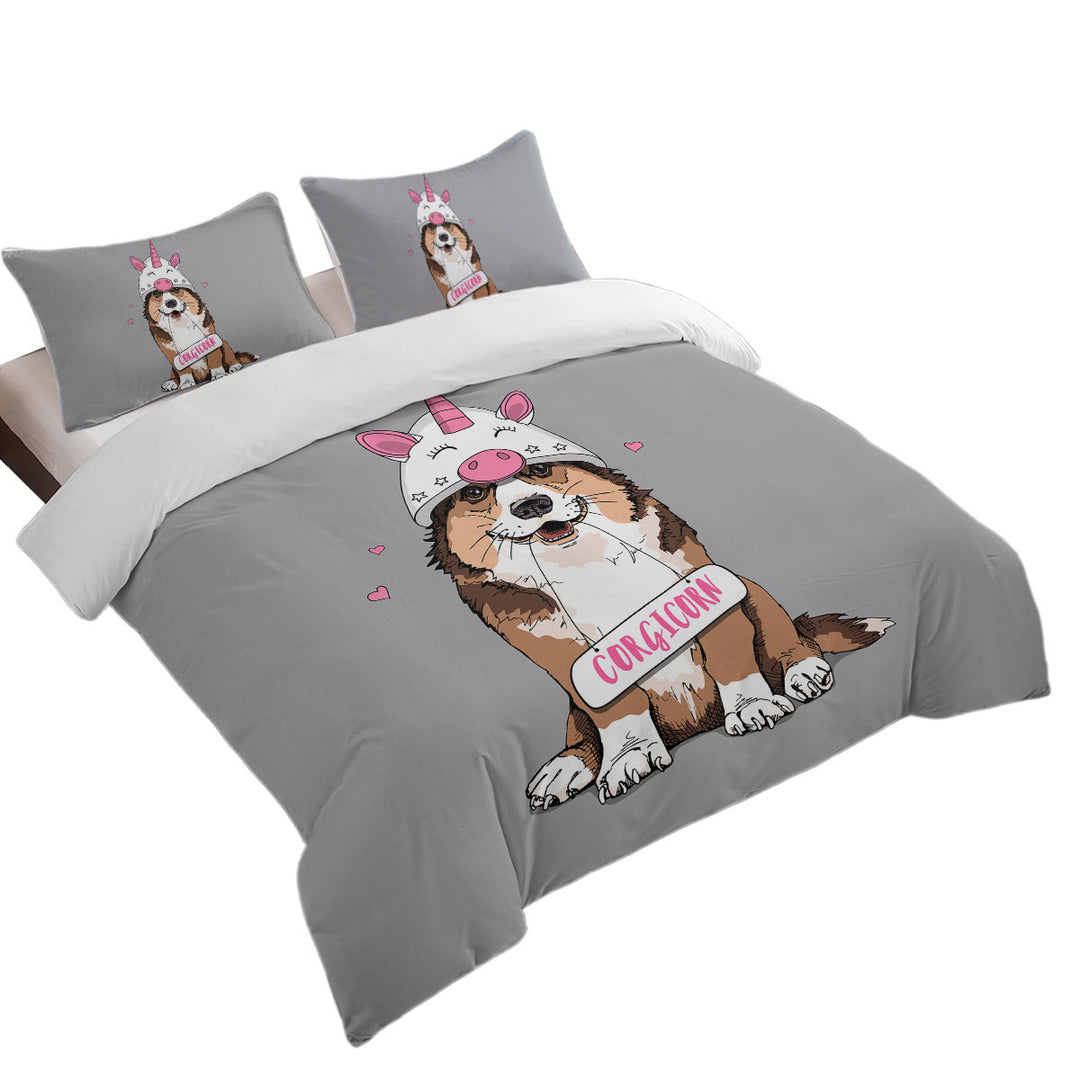 Cute Corgi Dog as A Unicorn Corgicorn Duvet Covers