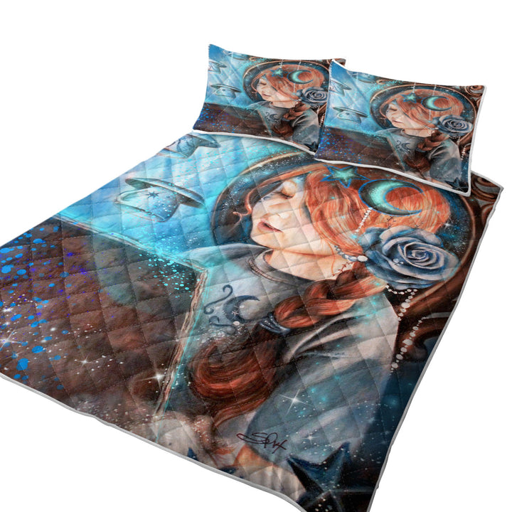 Cute Coverlets Girl Night Read in the Moonlight