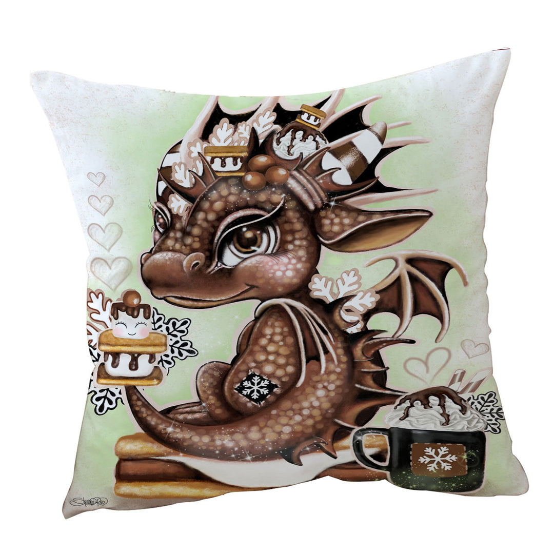 Cute Cushion Covers for Kids Hot Chocolate and Smores Lil Dragon