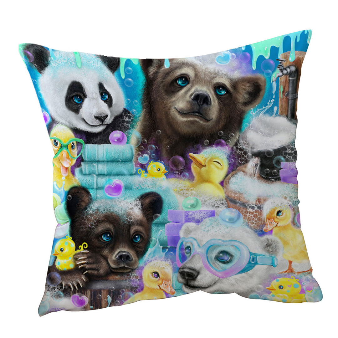Cute Cushion Covers with Bears and Ducks Bath Scrub a Dub Cubs