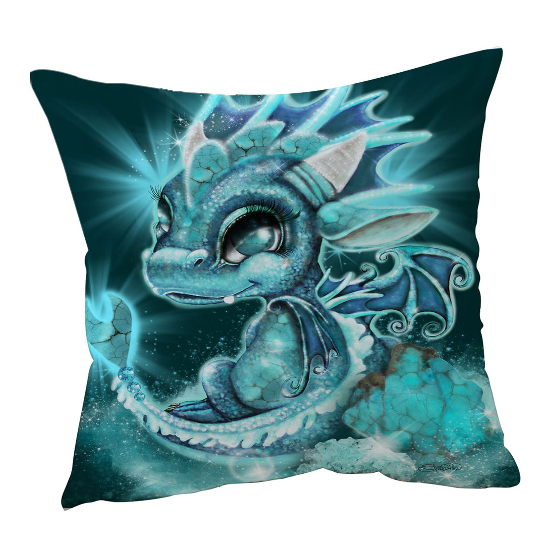 Cute Cushions Gift December Turquoise Birthstone Lil Dragon