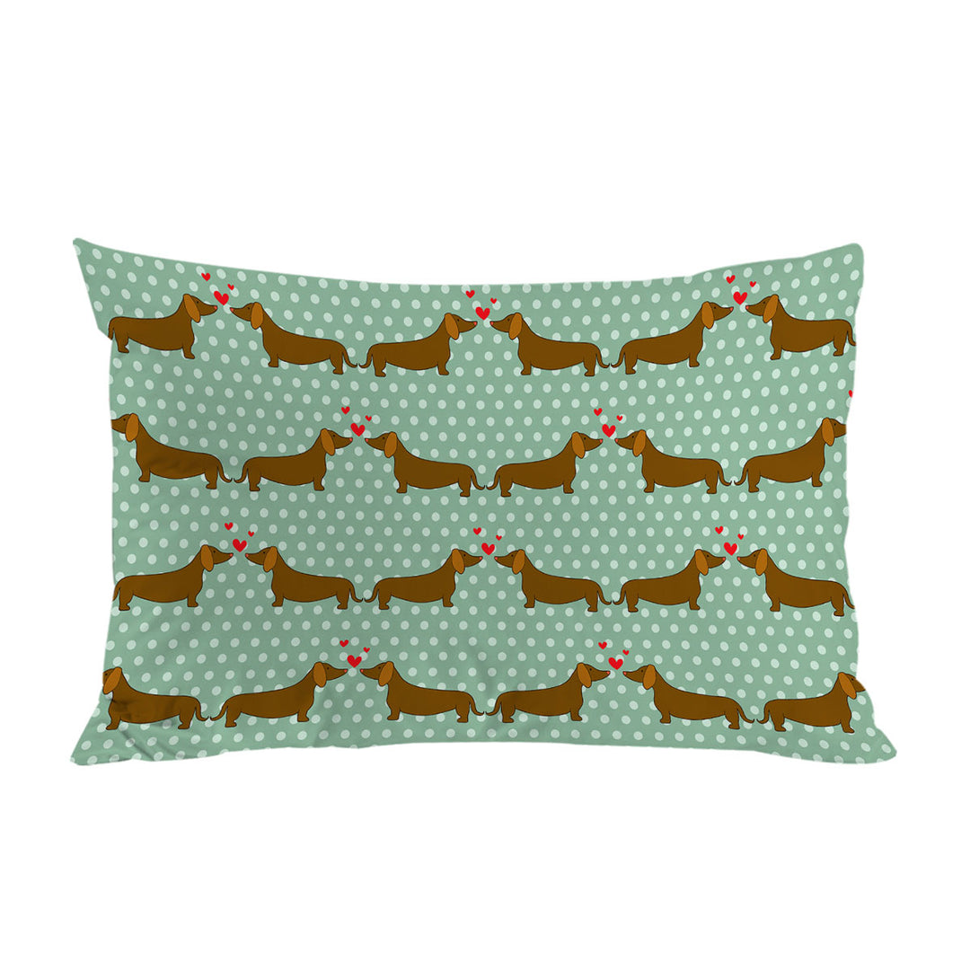 Cute Dachshund Dogs in Love Pillow Case Covers