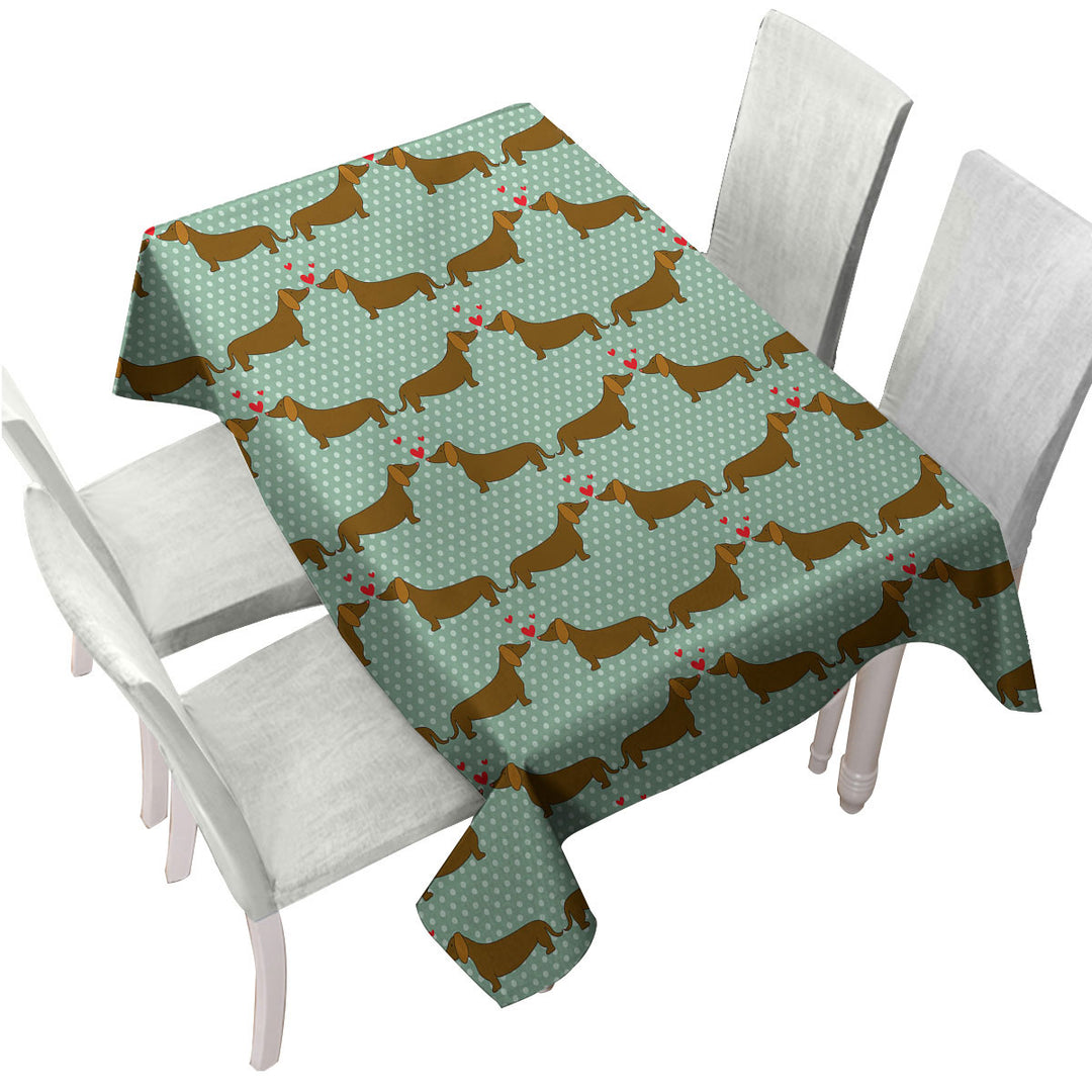 Cute Dachshund Dogs in Love Tablecloths