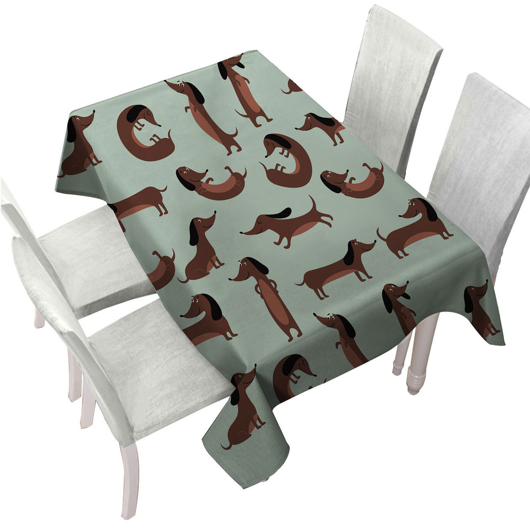 Cute Dachshund Pattern Tablecloth