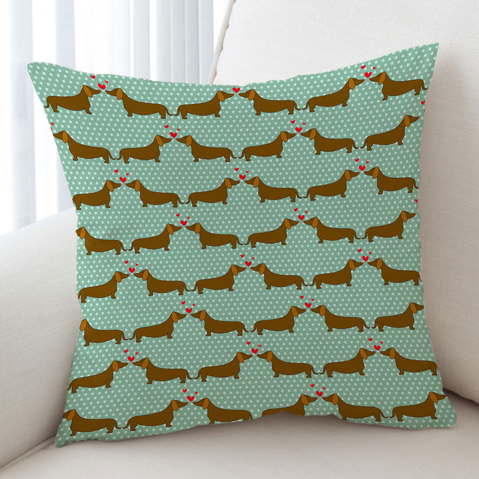 Cute Dachshund Throw Cushions Dogs in Love