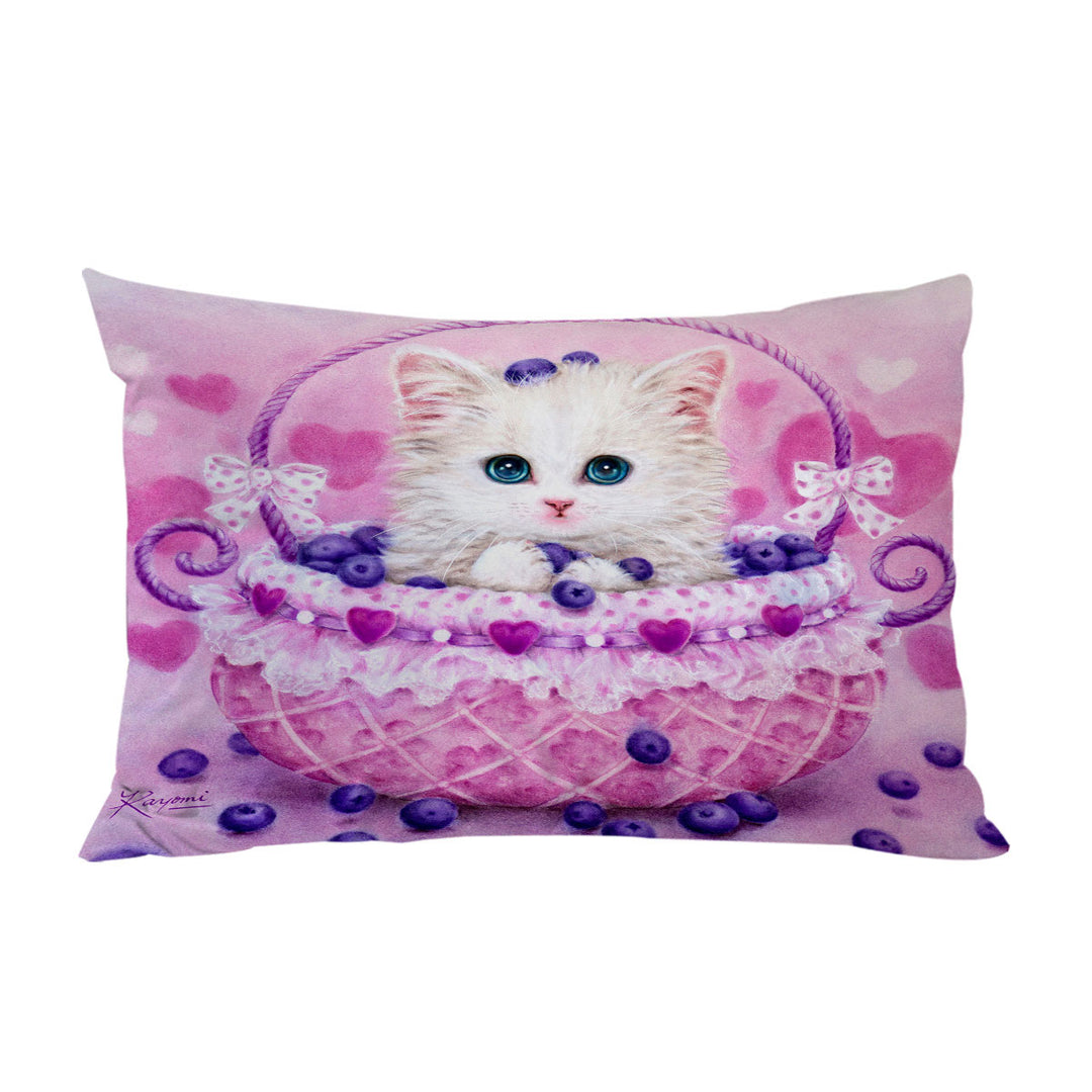 Cute Designs for Girls Kitten in Blueberry Basket Bed Covers