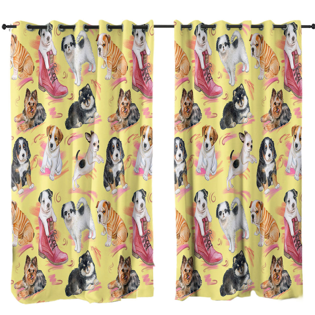 Cute Dogs Puppies Drapery
