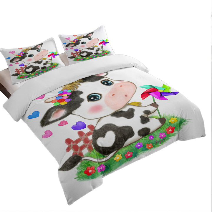 Cute Drawings for Kids Little Moo Heart Cow Duvet Covers