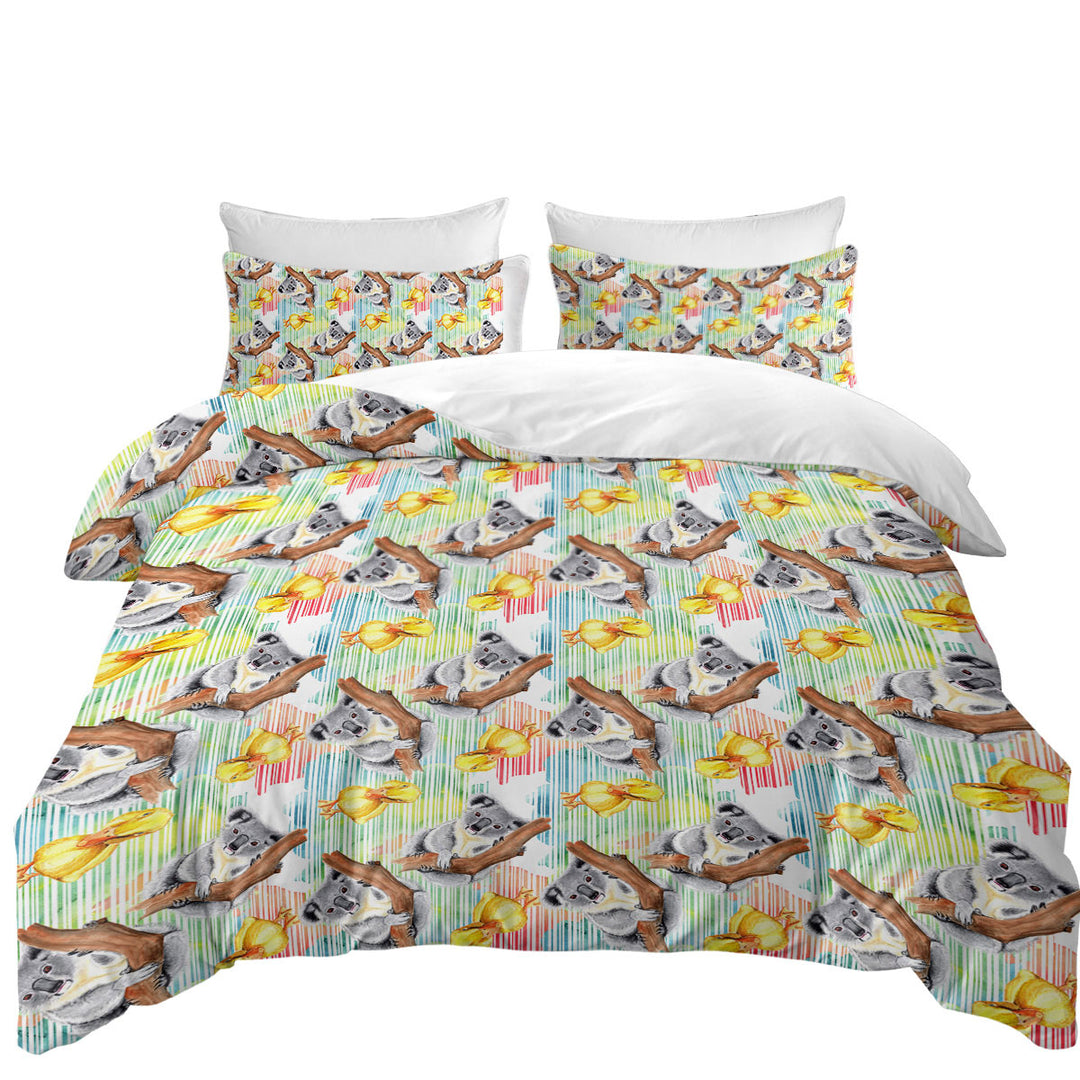 Cute Duck and Koala Pattern Bed Covers