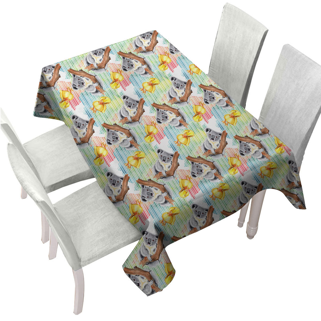 Cute Duck and Koala Pattern Tablecloth