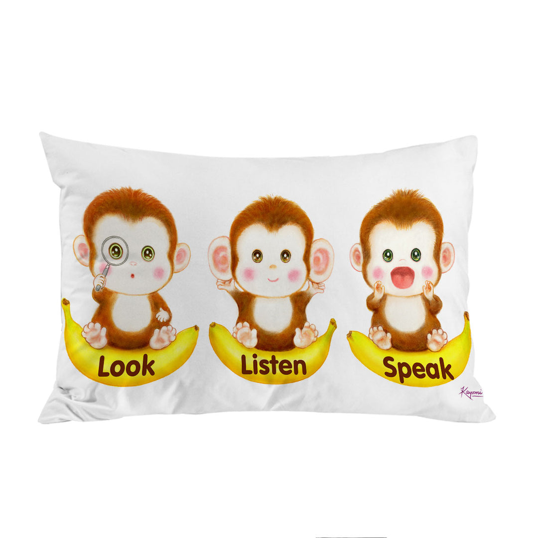 Cute Educational Bananas and Three Monkeys Pillowcase