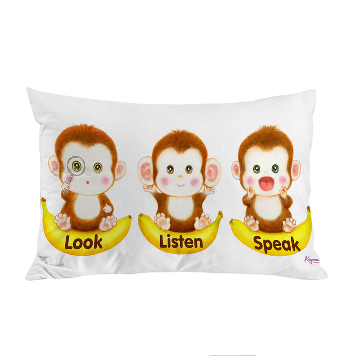 Cute Educational Bananas and Three Monkeys Pillowcase