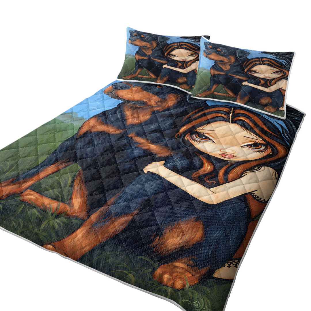 Cute Fairy with a Rottweiler Dog Quilt stores near me
