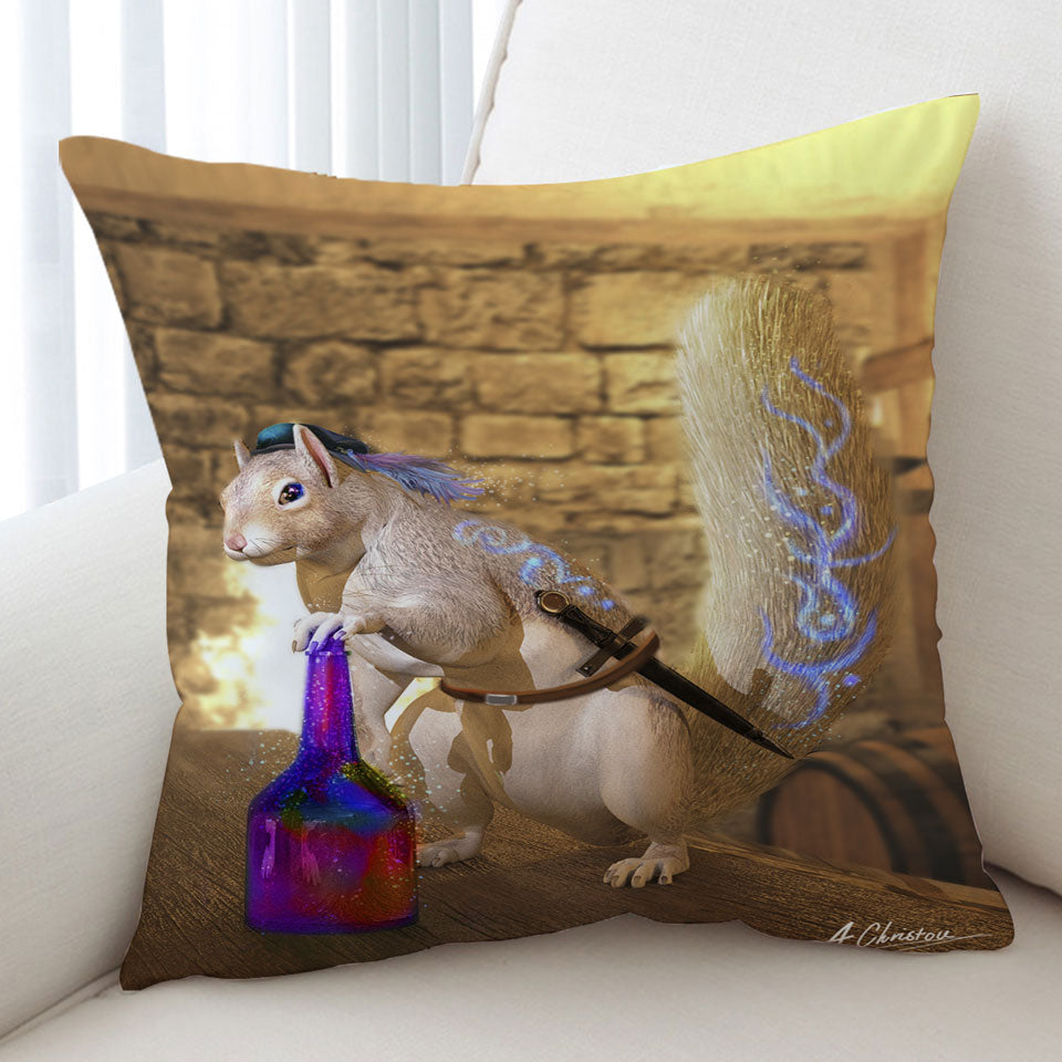 Cute Fantasy Art Snowspeed the Squirrel Cushion