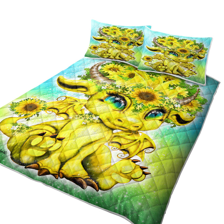 Cute Fantasy Creature Sunflower Lil Dragon Quilts