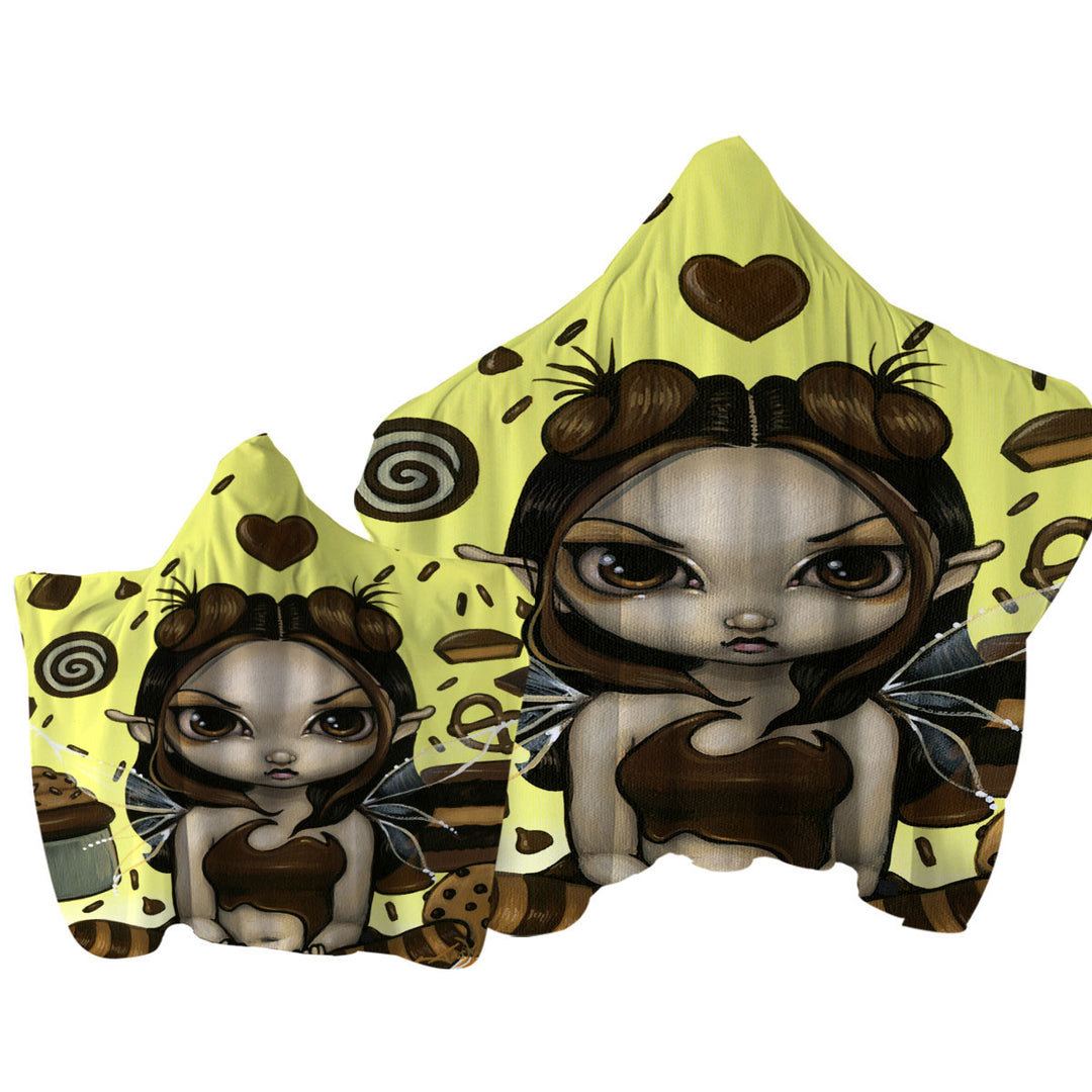 Cute Fantasy Favorite Treats Chocolate Fairy Hooded Beach Towel